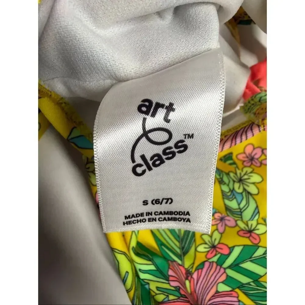 Art Class Girls Tropical Floral Long Sleeve Swim Top Size 6/7 Only Top